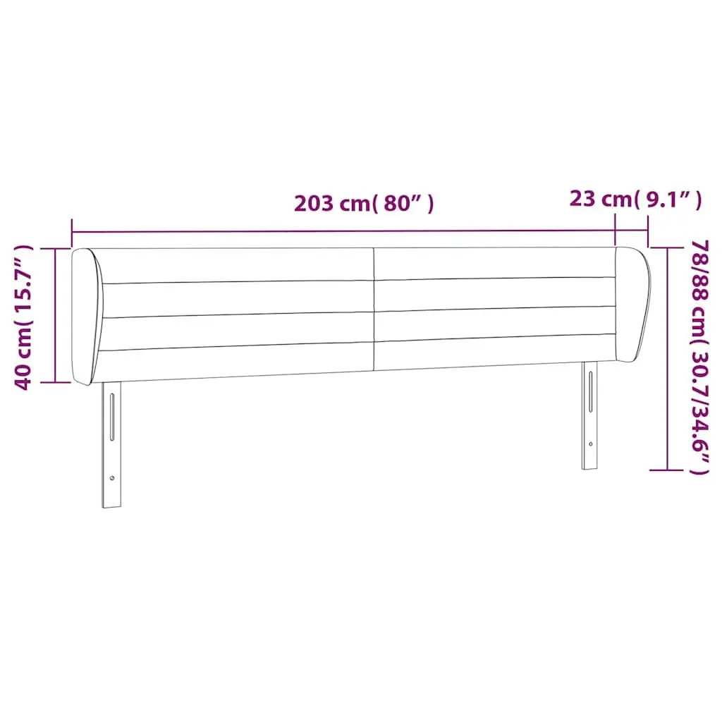 Grey Fabric 203cm Headboard with Ears Adjustable Height Bedroom Furniture for Back Support