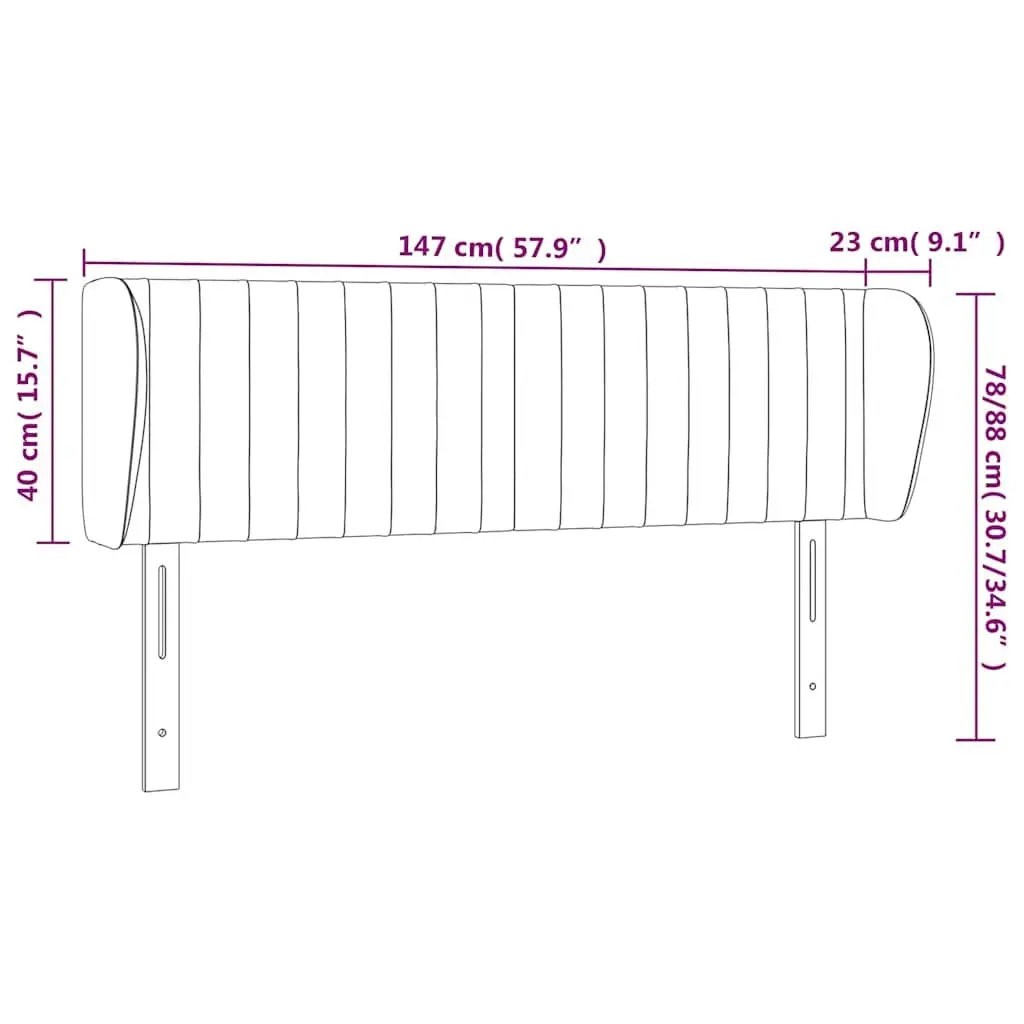 Grey Fabric Bed Headboard with Ears 147cm Bedroom Support