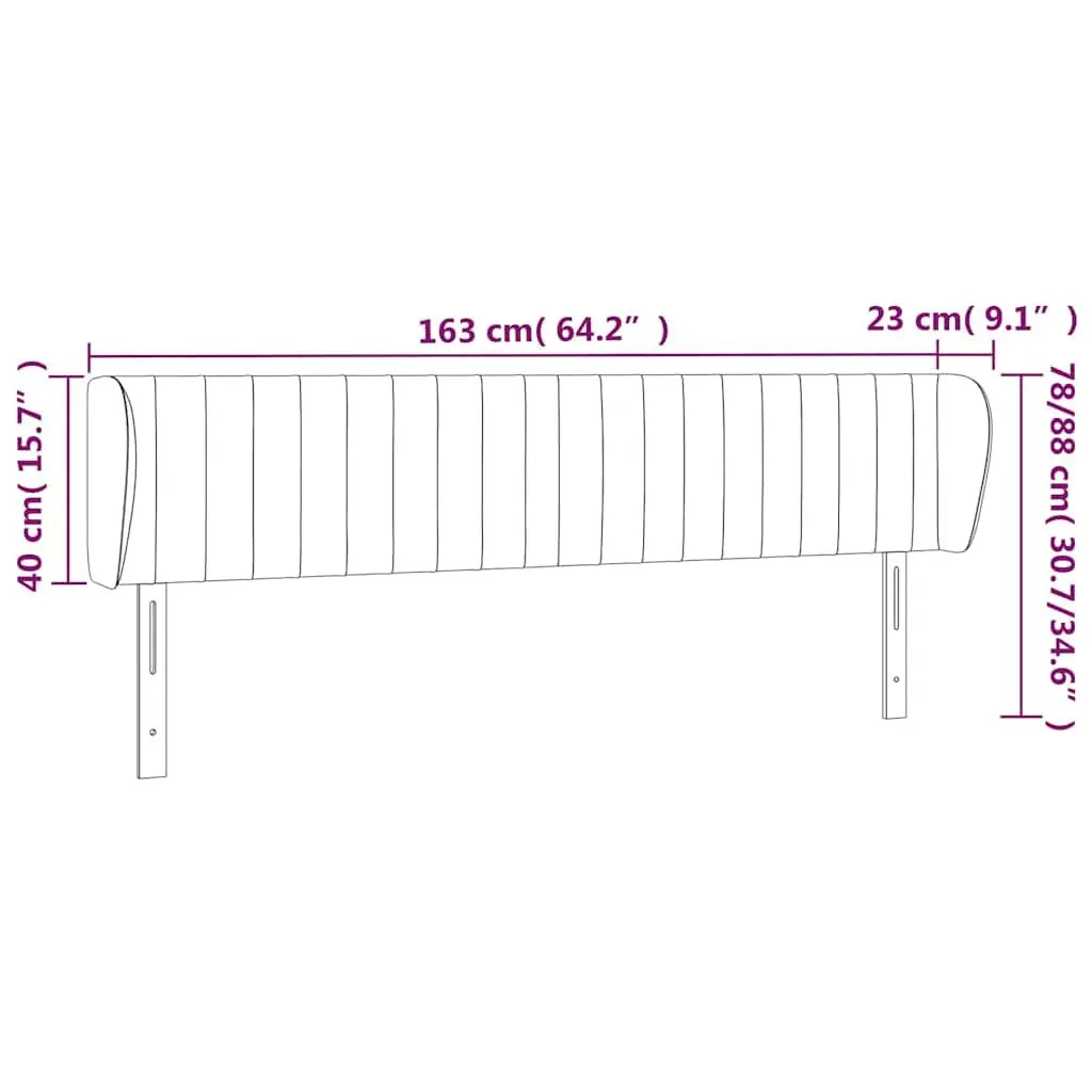 Headboard with Ears Grey 163cm Fabric Adjustable Height Bedroom Furniture