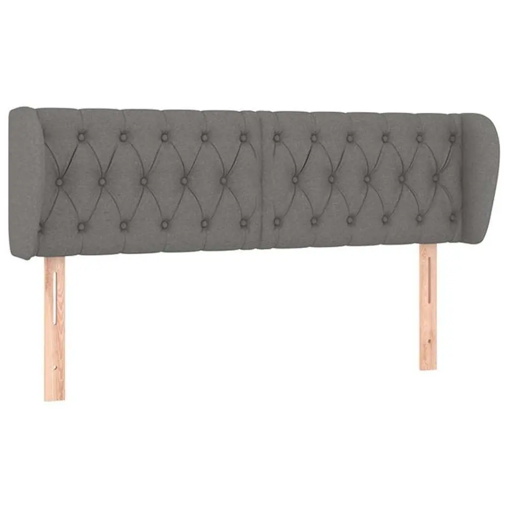 Headboard with Ears Grey 147cm Fabric Adjustable Height Wooden Support