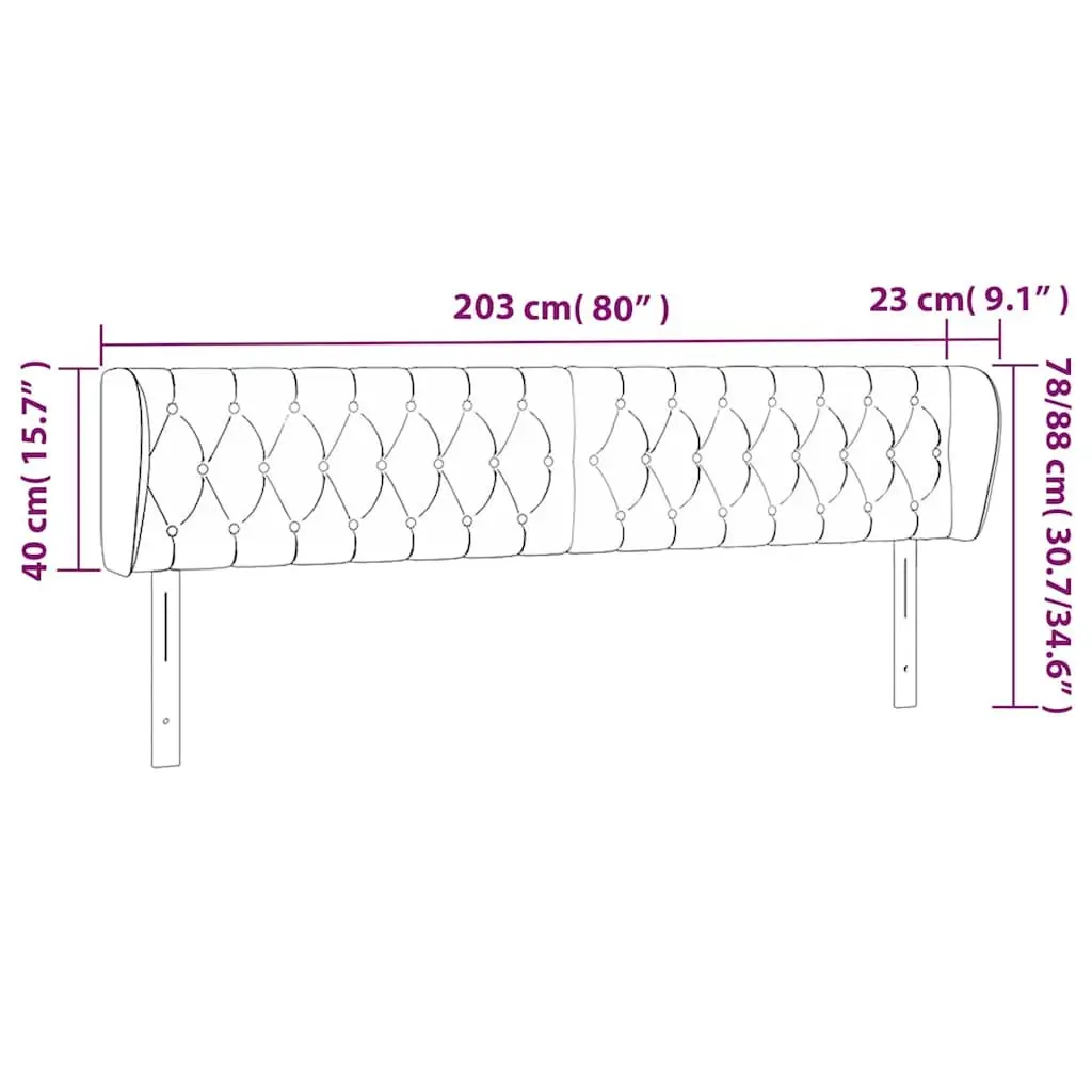 Headboard with Ears Grey 203cm Fabric Bed Head Support Bedroom Furniture