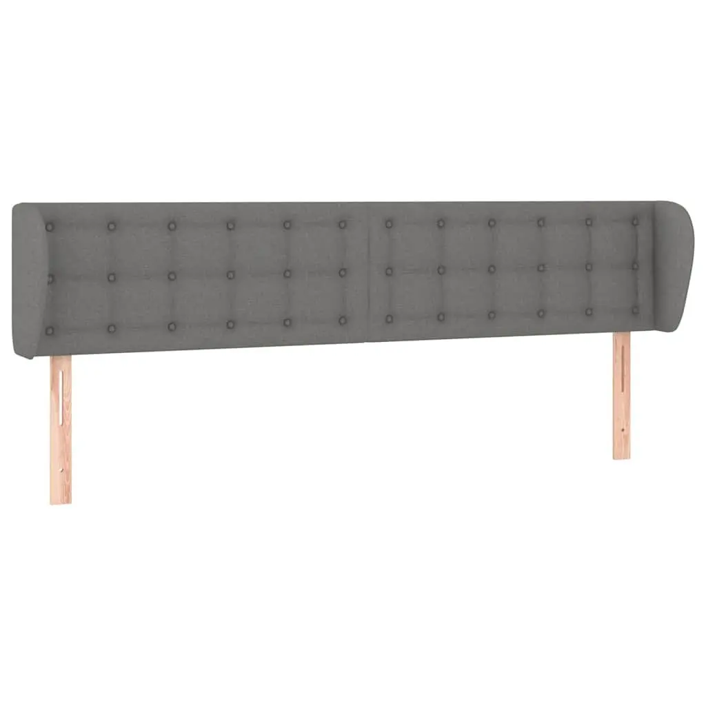 Headboard Grey Fabric Adjustable Height Wooden Legs