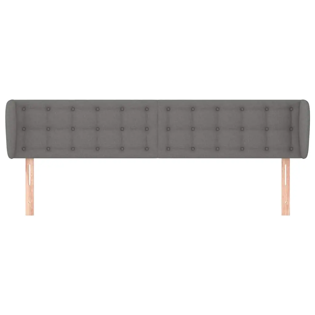 Headboard Grey Fabric Adjustable Height Wooden Legs