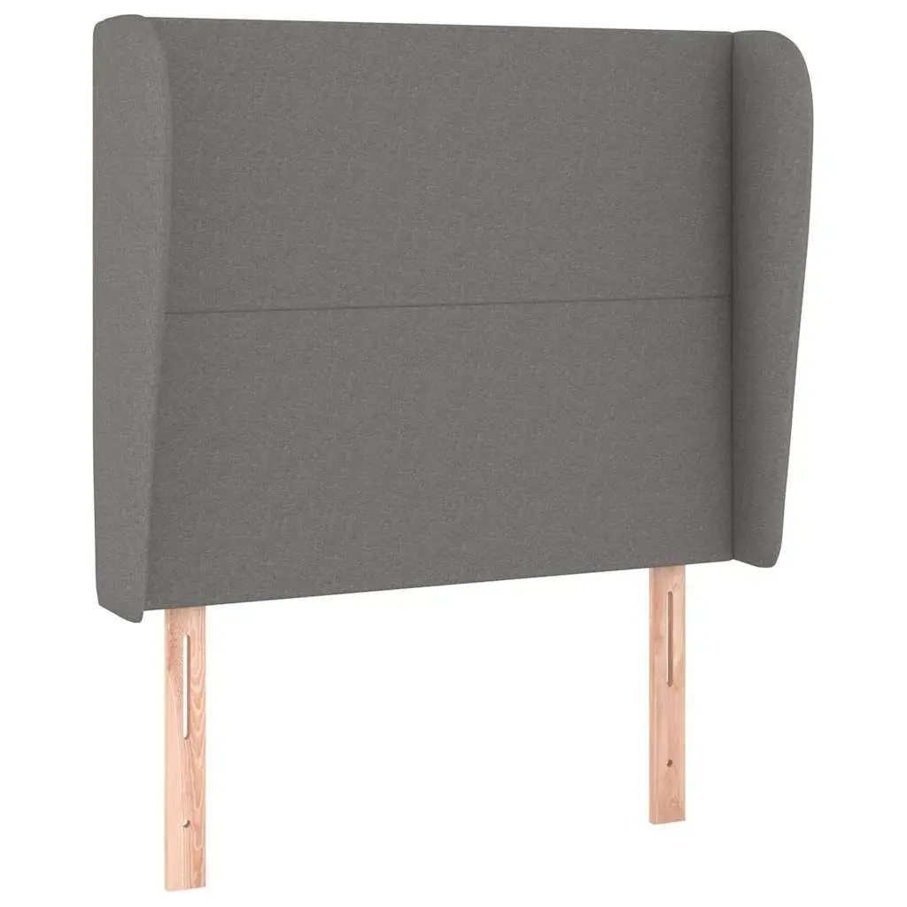 Fabric Upholstered Headboard with Ears in Dark Grey