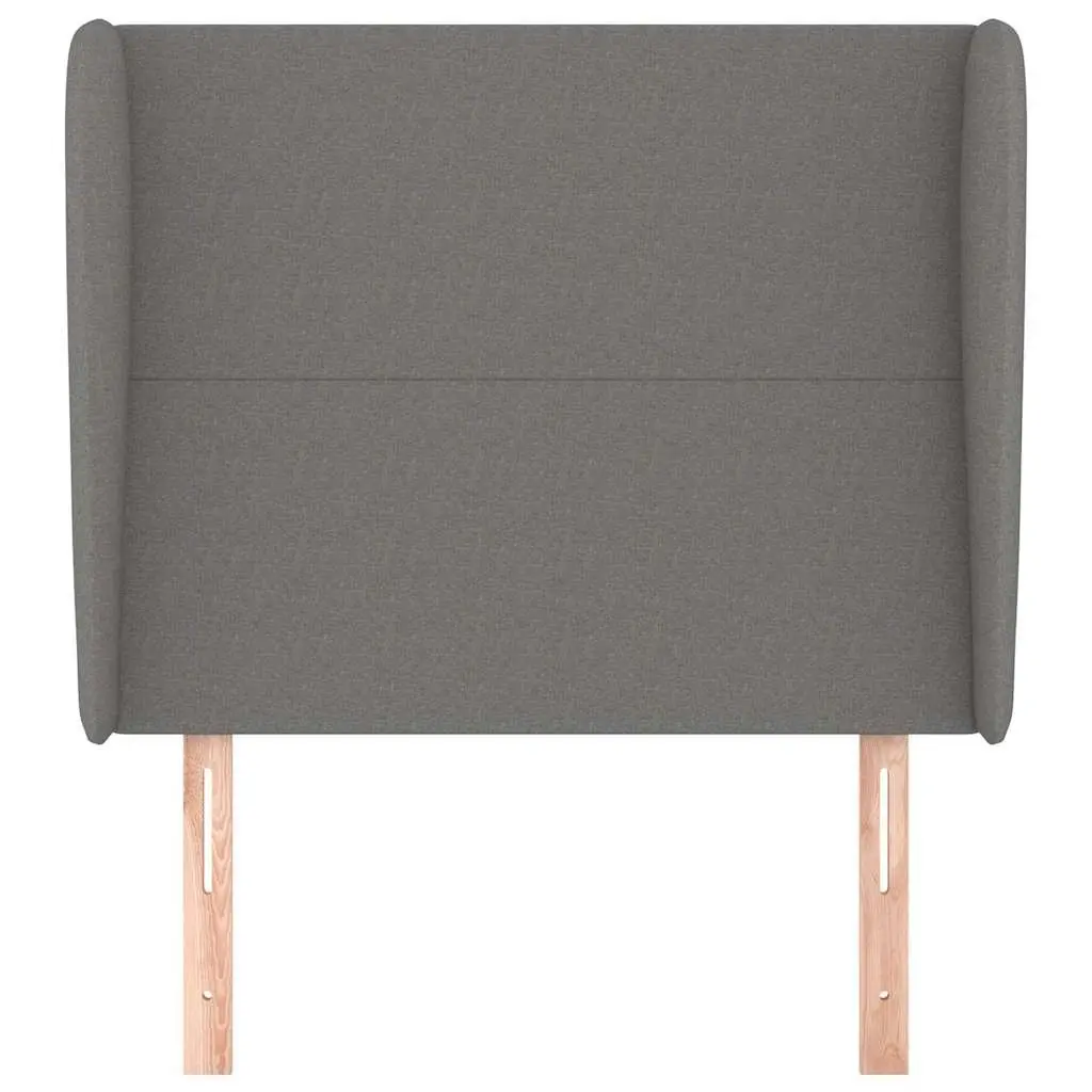 Fabric Upholstered Headboard with Ears in Dark Grey