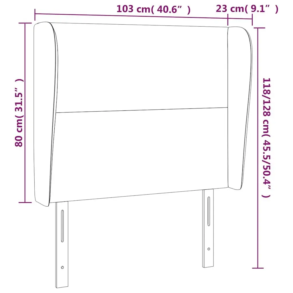 Grey Fabric Headboard with Ears 103cm