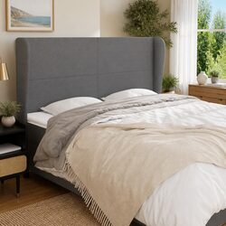 Grey Fabric Headboard with Ears 163 cm Adjustable Height