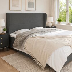 Dark Grey Headboard with Ears for Enhanced Comfort