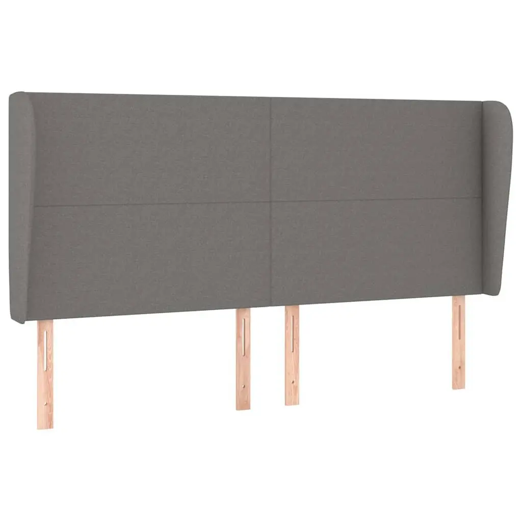Headboard with Ears Dark Grey 203cm Fabric Bed Head Support