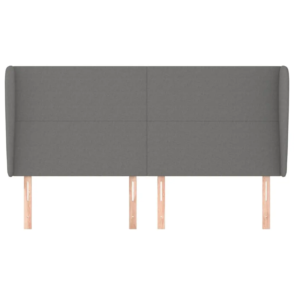 Headboard with Ears Dark Grey 203cm Fabric Bed Head Support