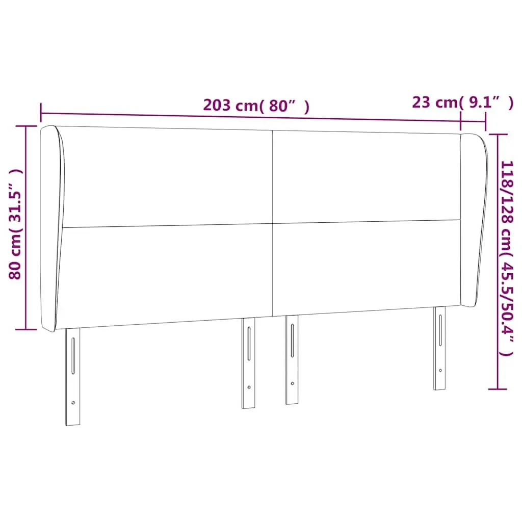 Headboard with Ears Dark Grey 203cm Fabric Bed Head Support