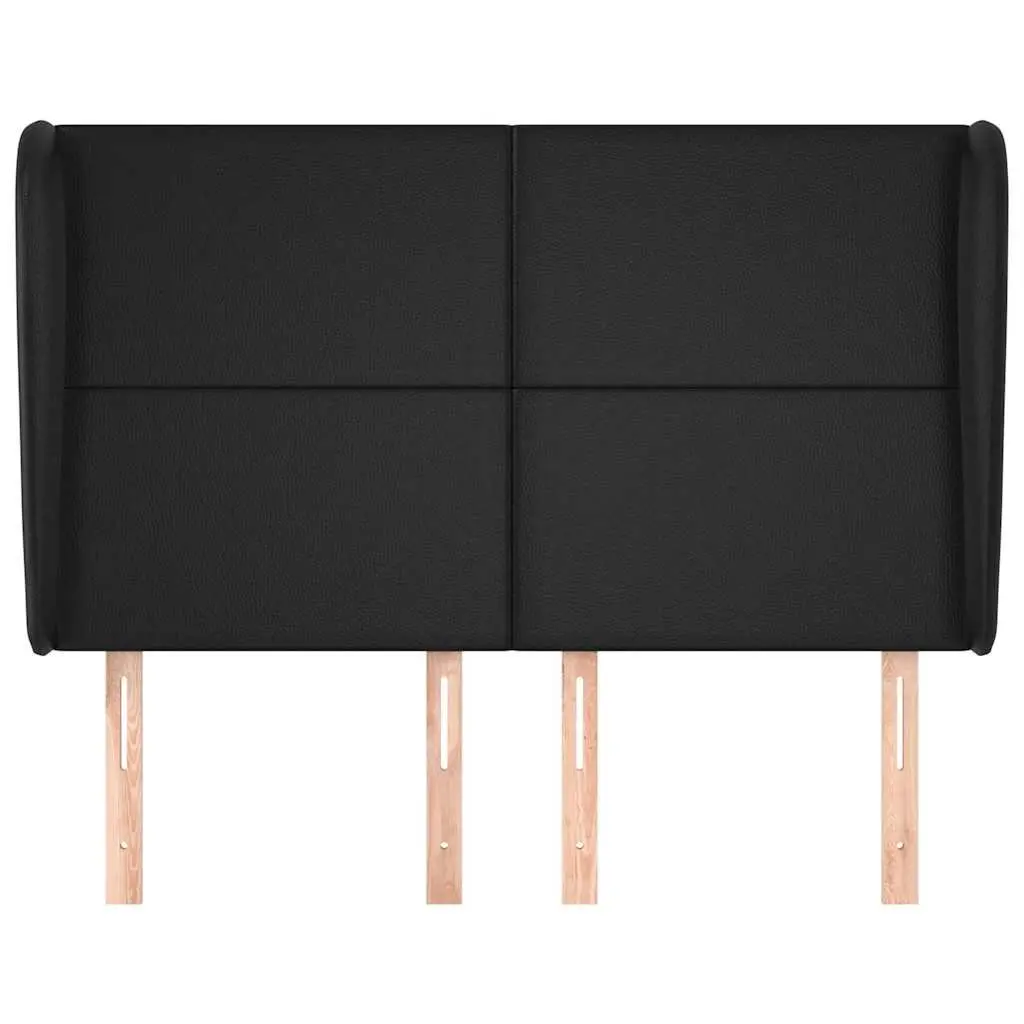 Faux Leather Headboard with Ears Black 147cm Wooden Legs