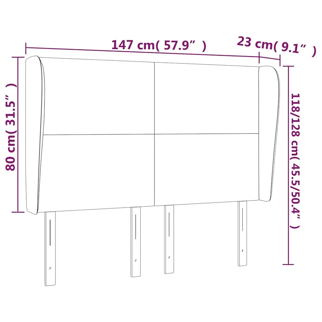 Faux Leather Headboard with Ears Black 147cm Wooden Legs