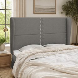 Elegant Grey Fabric Headboard with Ears 147cm