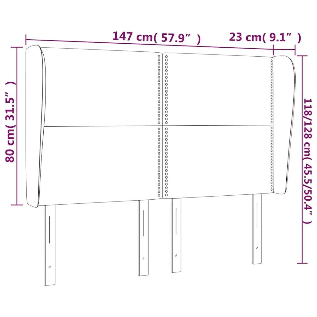 Grey Fabric Headboard with Ears 147cm