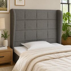 Grey Fabric Headboard with Ears - 103cm Adjustable