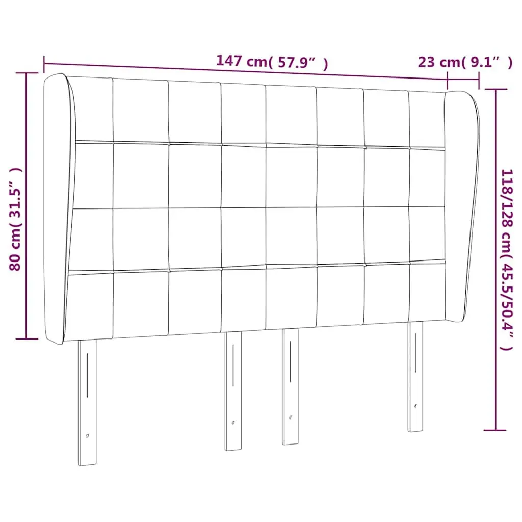 Dark Grey Fabric Headboard with Ears 147cm