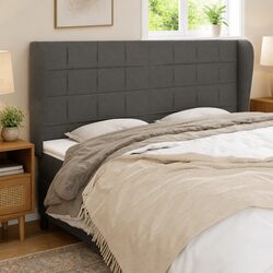 Grey Fabric Headboard with Ears for Bedroom