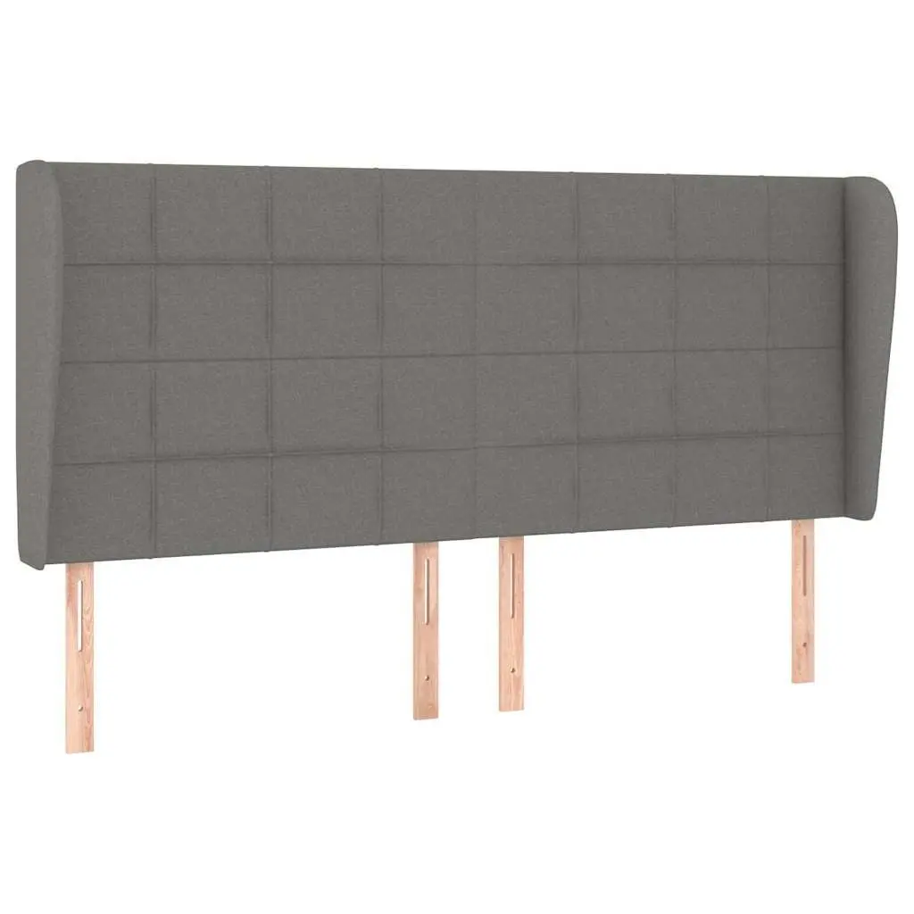 Headboard Grey Fabric 203cm Adjustable Height Wood