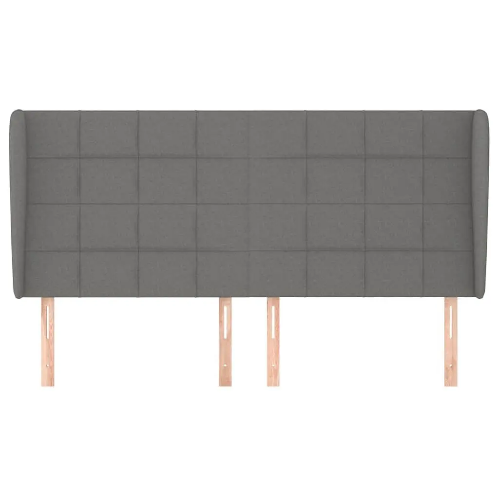 Headboard Grey Fabric 203cm Adjustable Height Wood