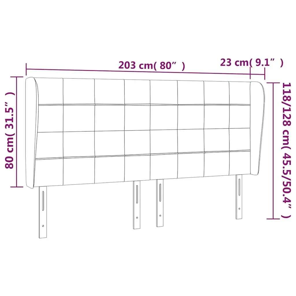 Headboard Grey Fabric 203cm Adjustable Height Wood