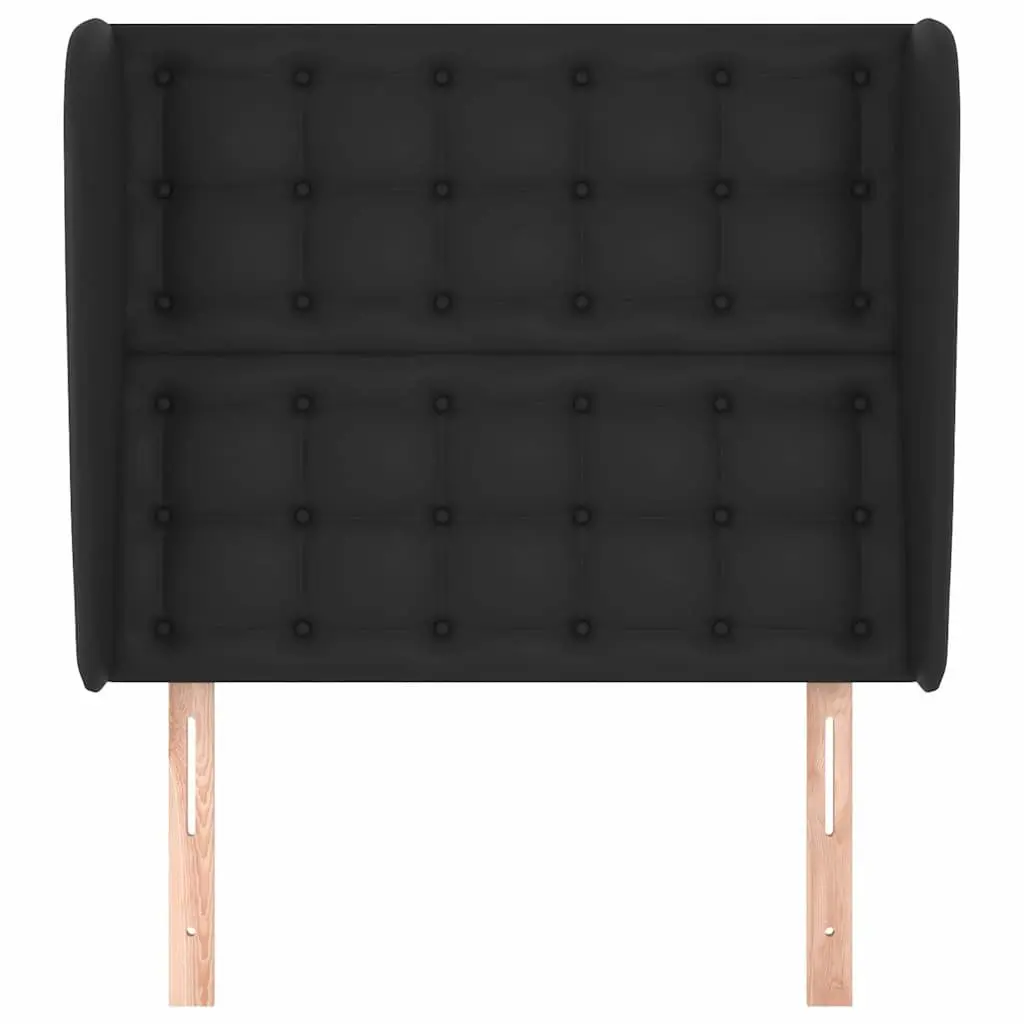 Black Faux Leather Headboard with Ears 83 cm