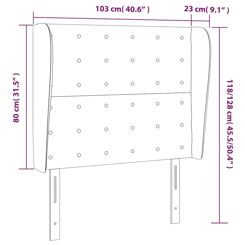 Headboard with Ears Black 103cm Faux Leather