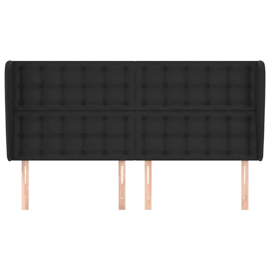 Headboard with Ears Black 163cm Faux Leather Bed Head Rest