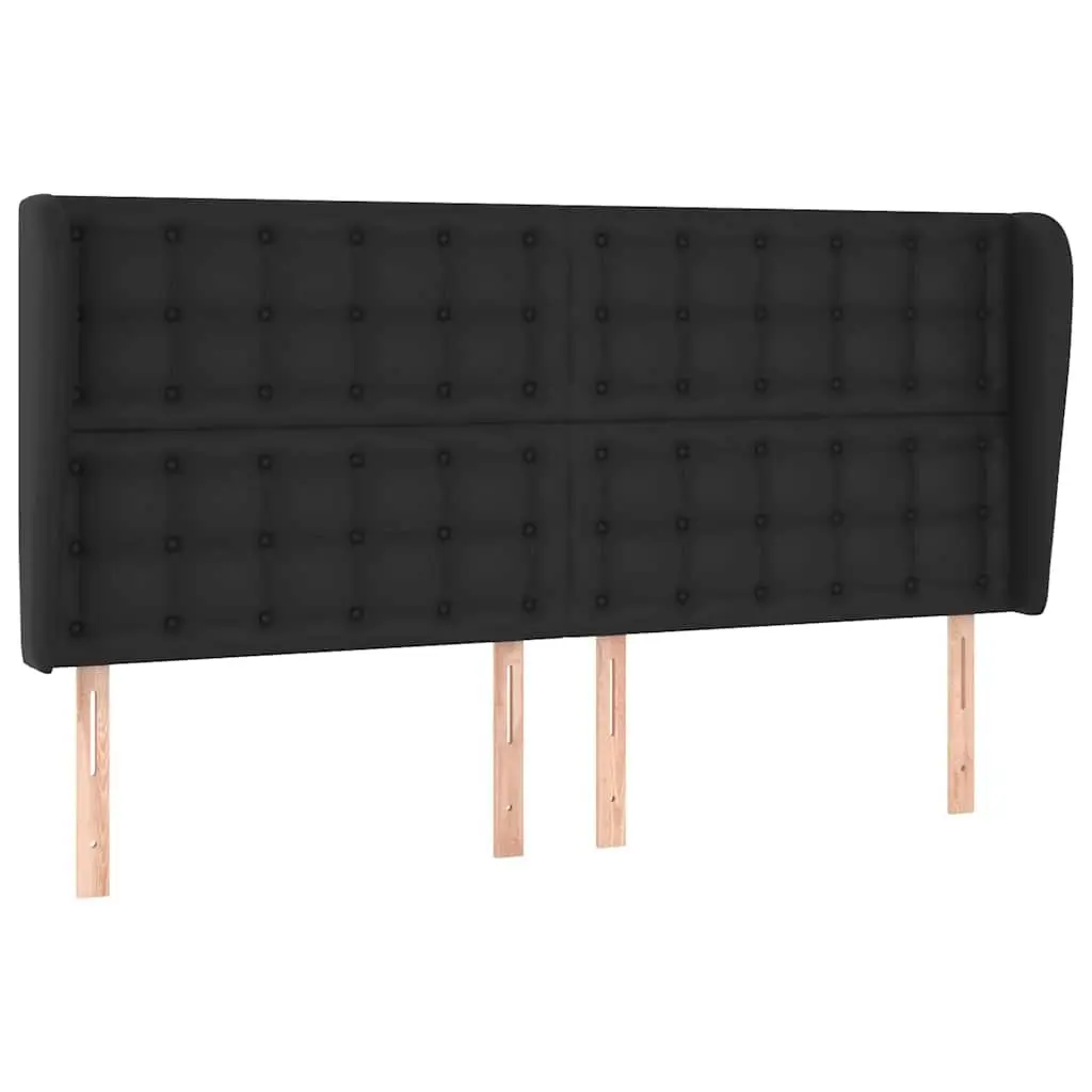 Black Faux Leather Headboard with Ears 203cm