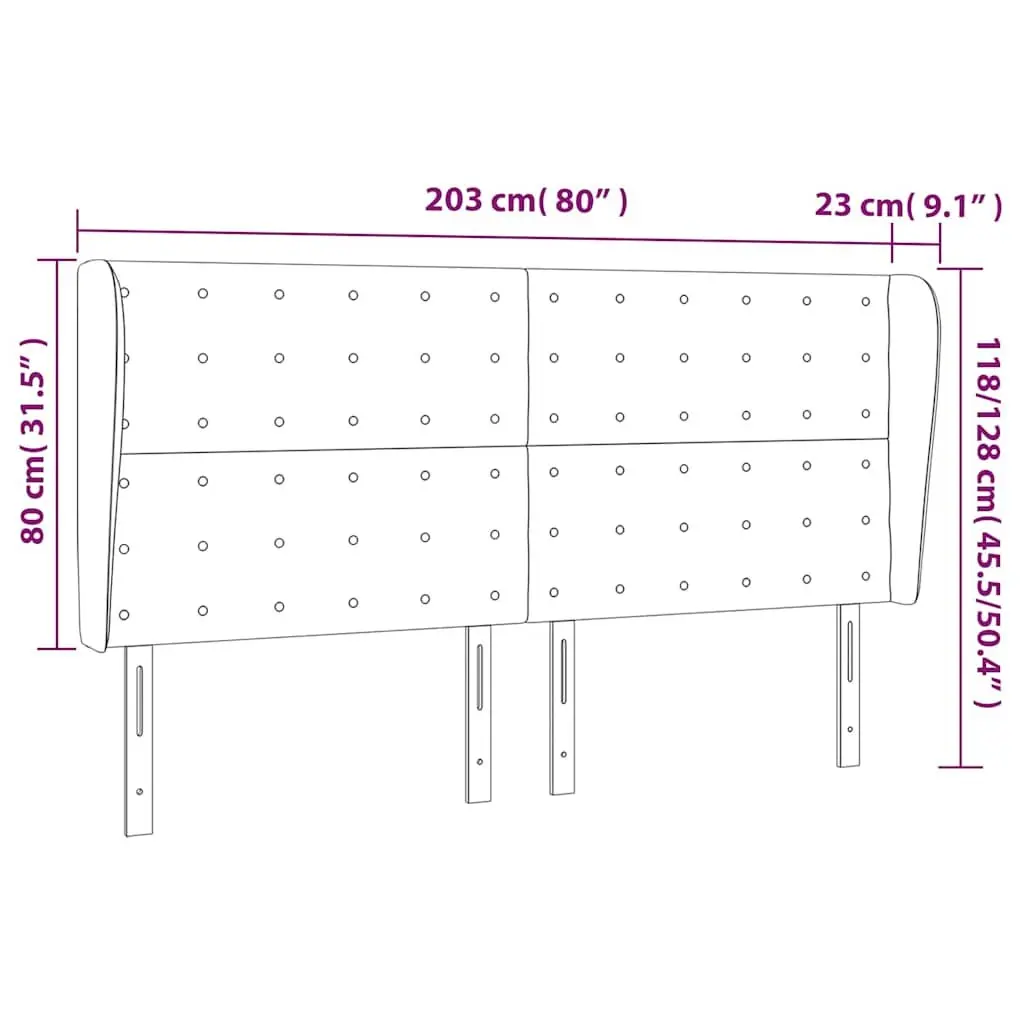 Black Faux Leather Headboard with Ears 203cm