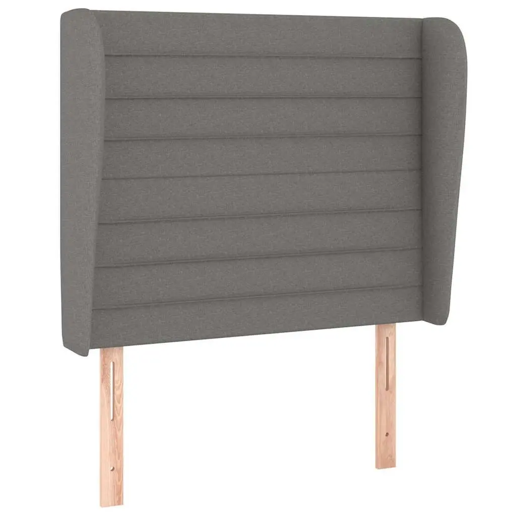 Headboard with Ears Grey Fabric 83cm Adjustable Height Wooden Legs