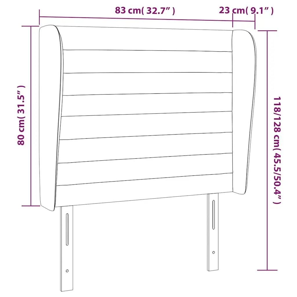 Headboard with Ears Grey Fabric 83cm Adjustable Height Wooden Legs