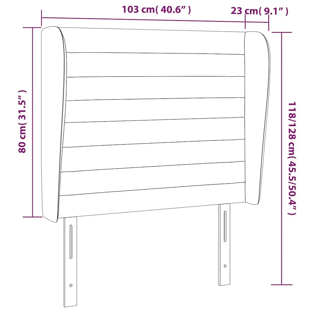 Grey Fabric Headboard with Ears 103cm Adjustable Height Bedroom Support