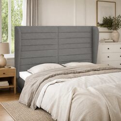 Dark Grey Headboard with Ears 147x23x118/128 cm