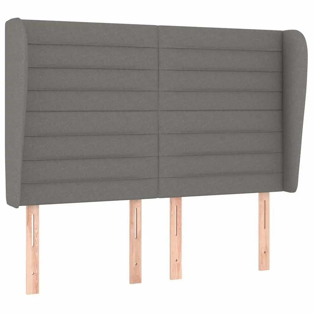 Dark Grey Headboard with Ears 147x23x118/128 cm