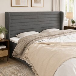 Grey Fabric Headboard with Ears for Bedroom Comfort