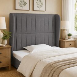 Elegant Grey Fabric Headboard with Ears 83 cm