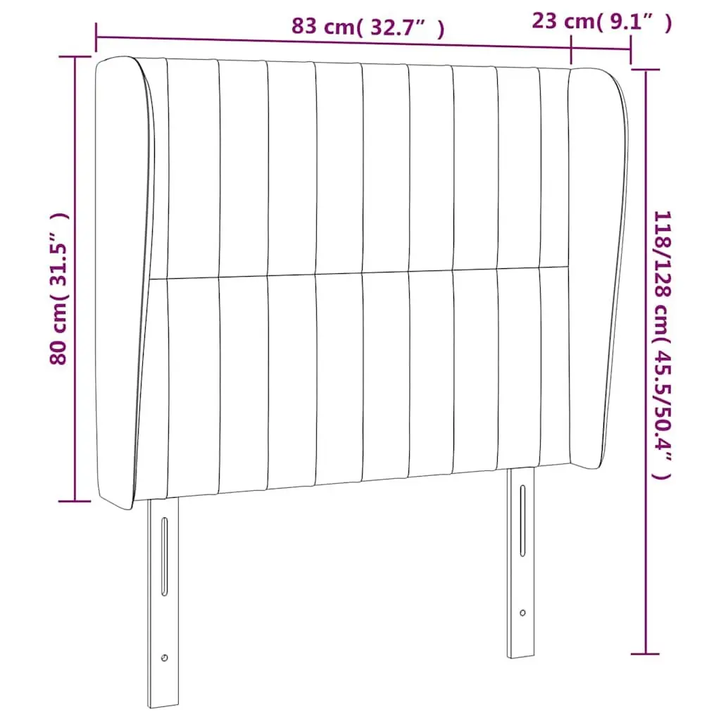 Grey Fabric Headboard with Ears 83 cm