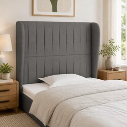 Grey Fabric Headboard with Ears - 103cm