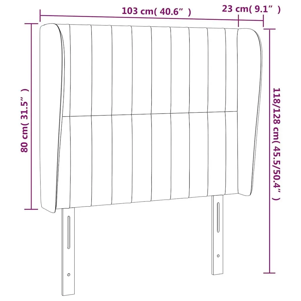 Headboard with Ears Grey 103cm Fabric