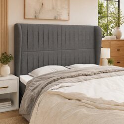 Grey Upholstered Headboard with Ears for Bedroom
