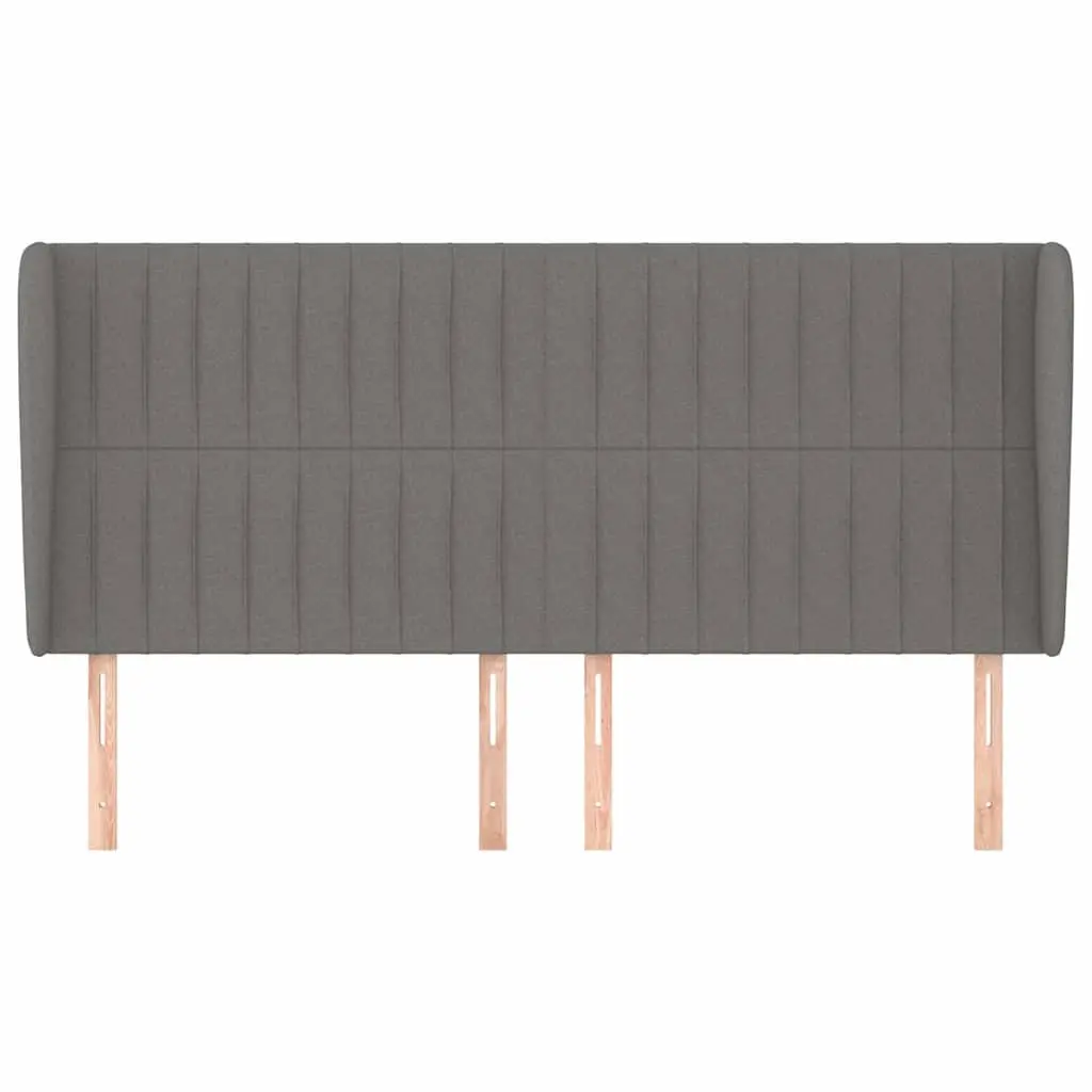 Headboard with Ears Dark Grey Fabric Bed Head Support Wooden Legs Adjustable