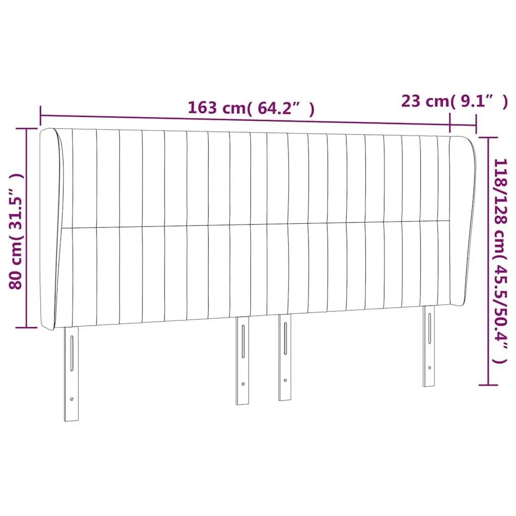 Headboard with Ears Dark Grey Fabric Bed Head Support Wooden Legs Adjustable
