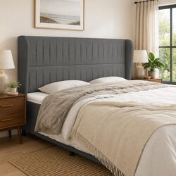 Grey Fabric Headboard with Ears 203cm for Comfort