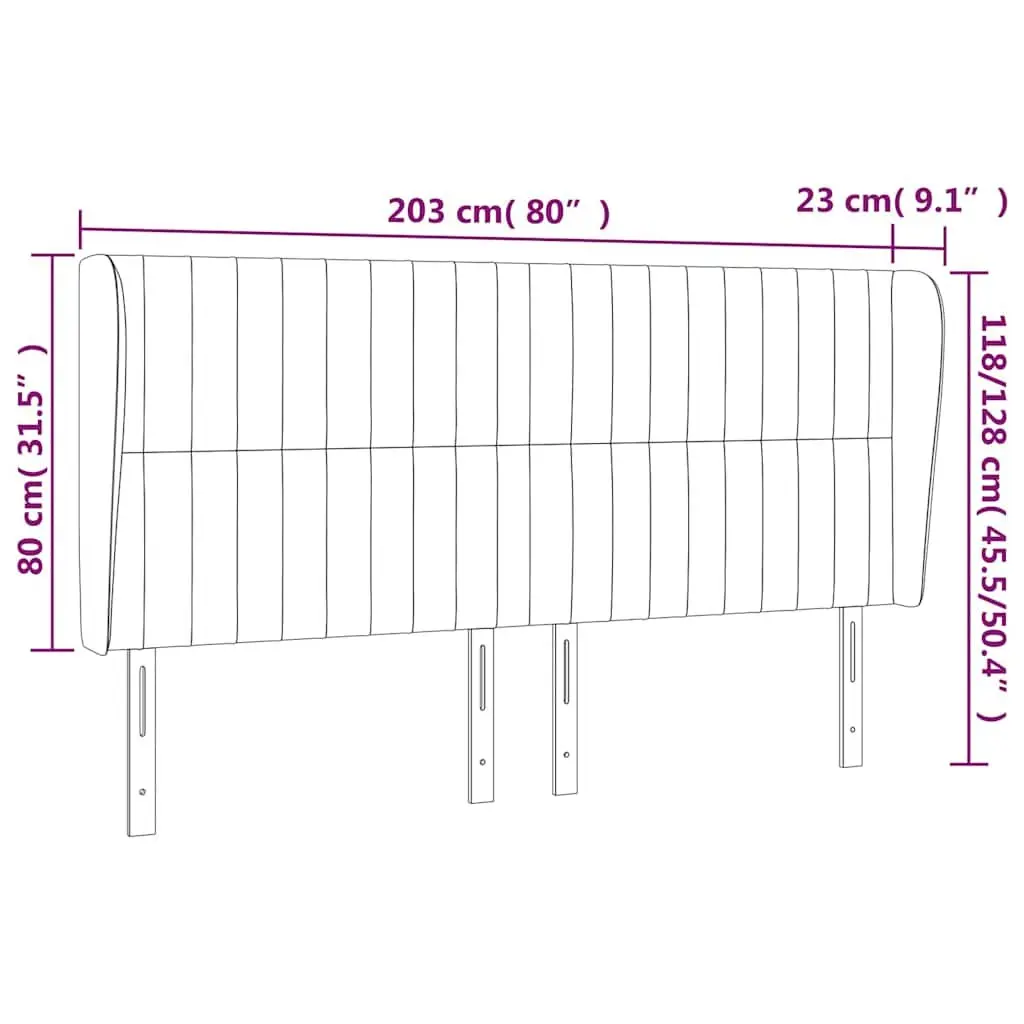 Grey Fabric Headboard with Ears 203cm for Comfort