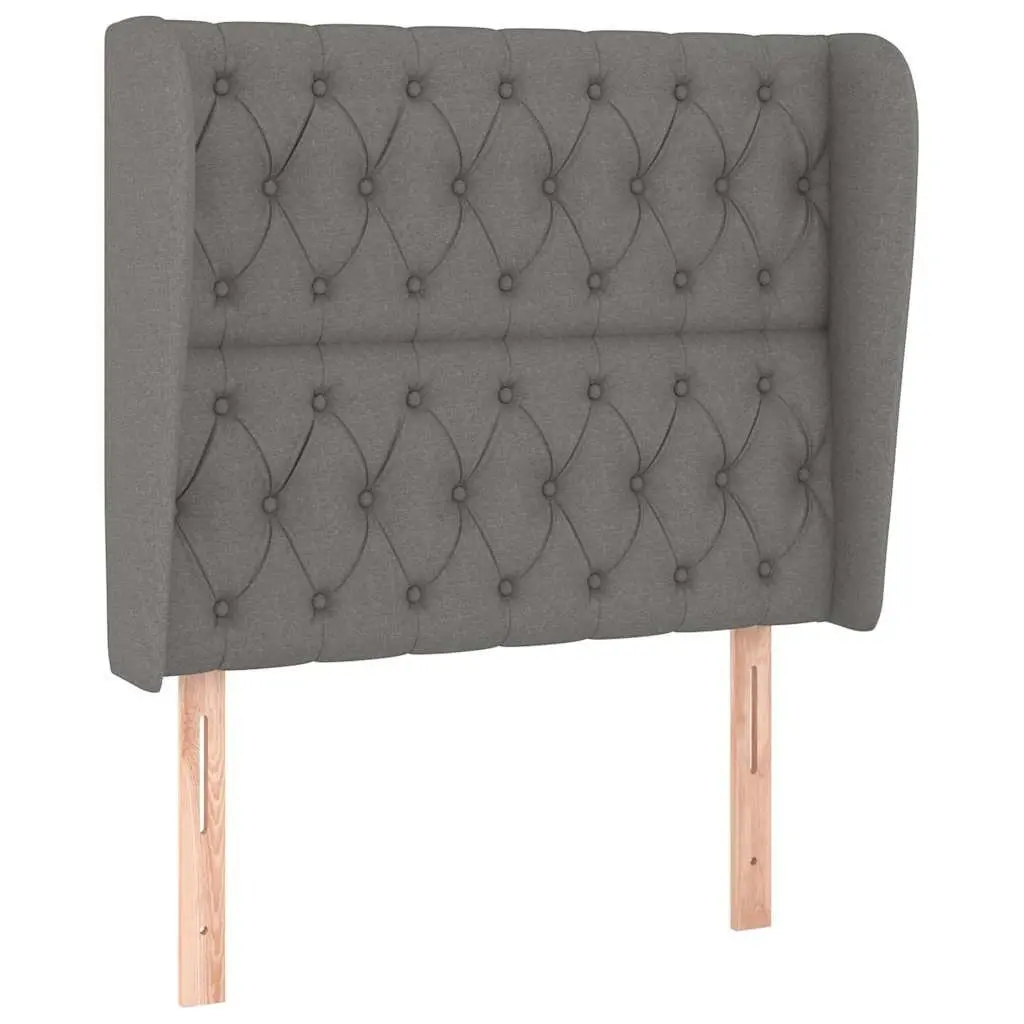 Adjustable Height Dark Grey Fabric Headboard with Ears