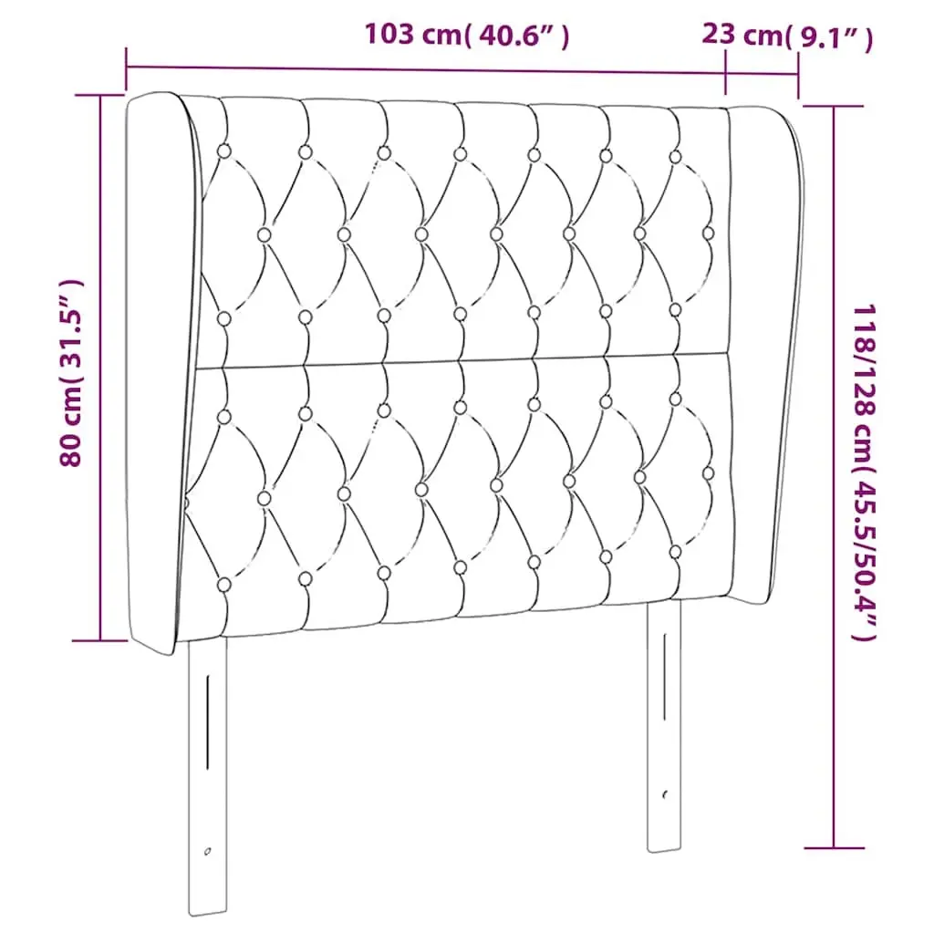 Adjustable Height Dark Grey Fabric Headboard with Ears