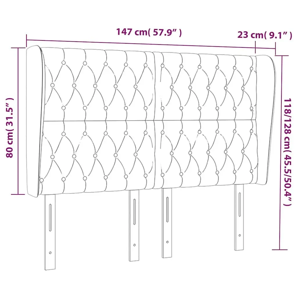 Dark Grey Fabric Headboard with Ears 147cm