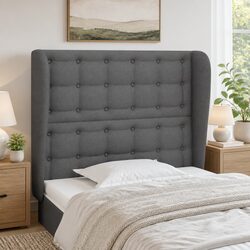 Grey Fabric Headboard with Ears 83cm Adjustable Height