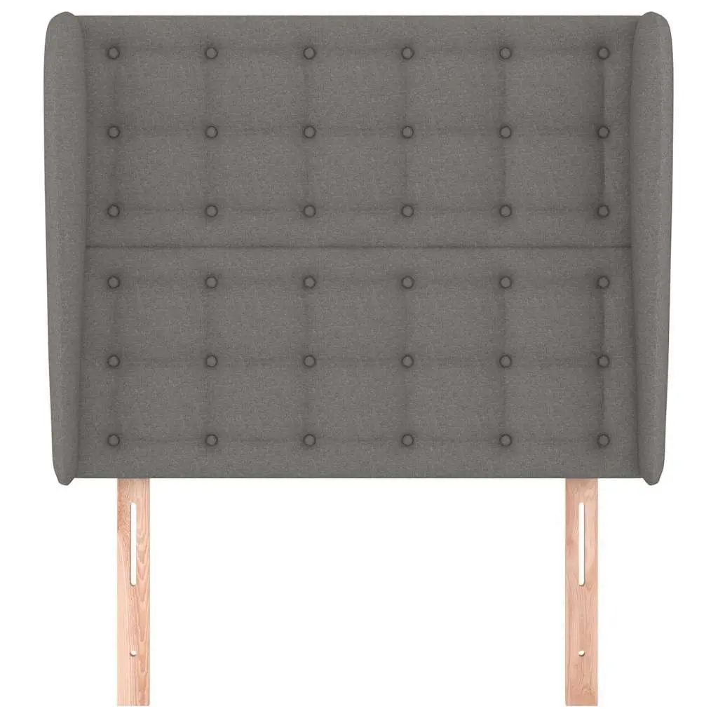 Headboard Ears Grey Fabric 83cm Adjustable Height Wooden Legs